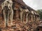 Elephant Statues in Ancient Stupa in Sukhothai Thailand
