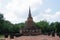 The elephant statues surround the old city pagoda, sukhothai, world heritage