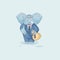 Elephant sticker emoticon extend hand