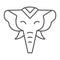 Elephant thin line icon, zoo and wildlife, african animal sign, vector graphics, a linear pattern on a white background.