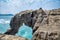 Elephant Trunk Rock in Shenao Keelung, New Taipei, Taiwan beside the ocean coast