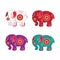 Elephant vector set Indian ethnic traditional art