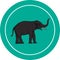 Elephant walking in green circle, graphics design