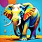 Elephant walking paint drop dripping decoration color