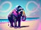 Elephant wearing a headphone enjoying the sun at the beach on sososity, Generative AI