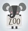 Elephant wild cartoon animal holding clean welcome