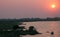 Elephants in Chobe riverfront at sunset