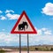 Elephants crossing road warning sign, Damaraland, Namibia