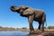 Elephants drinking and taking a bath in Mashatu Game Reserve