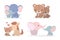 Elephants horses and bears mothers and cubs vector design