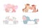 Elephants horses and unicorns mothers and cubs vector design