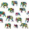 Elephants seamless in colorful geometrical background