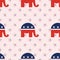 Elephants seamless pattern on national stars.