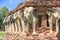 Elephants surrounded pagoda Wat Sorasak temple in Sukhothai