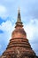 Elephants surrounded pagoda Wat Sorasak temple in Sukhothai