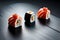 Elevate Your Food Photography: Close-up Shot of a Gourmet Sushi Roll with Sumptuous Ingredients, Impressive Execution, and