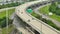 Elevated American wide freeway in Tampa, Florida with fast moving cars and trucks. USA transportation infrastructure