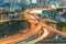 Elevated expressway. The curve of suspension bridge, Thailand.