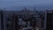 Elevated footage of tall residential buildings in Elephant and Castle urban district. Cityscape at dusk. London, UK