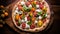 Elevated Gourmet Pizza: Fusion of Color and Flavor from Above