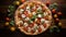 Elevated Gourmet Pizza: Fusion of Color and Flavor from Above