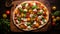 Elevated Gourmet Pizza: Fusion of Color and Flavor from Above