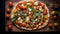 Elevated Gourmet Pizza: Fusion of Color and Flavor from Above