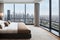 Elevated Living  Luxury Penthouse Bedroom with Skyline City View.AI Generated