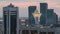 Elevated night view over the city center and central business district with yellow towers Timelapse, Kazakhstan, Astana