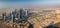 Elevated panorama of downtown Dubai in the United Arab Emirates,