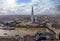 Elevated, panoramic view to the modern skyline of London