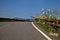 Elevated passageway of a bike path in the italian countryside at sunset in summer