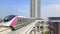 Elevated Pink Line monorail train in Nonthaburi