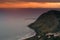 Elevated view of the coast near Terracina, Italy, at sunset