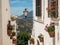 Elevated view of houses on The edge of town and surrounding countryside, Olvera, Cadiz Province, Andalusia, Spain, Western Europe