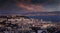 Elevated view of the illuminated cityscape of Lisbon