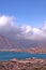 Elevated view of Lake Potrerillos, in the province of Mendoza, Argentina.