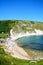 Elevated view of Lulworth Cove.