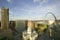 Elevated view of Saint Louis Historical Old Courthouse and Gateway Arch on Mississippi River, St. Louis, Missouri