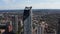 Elevated view of Strata skyscraper. Tall multistorey apartment building in Elephant and Castle. Wind turbines integrated