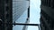 Elevated view of the street in New York, America. Glass and concrete skyscrapers in financial district of USA.