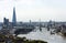 Elevated view of Tower Bridge, The Shard, and St Pauls in London