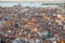 Elevated view of Venice with roofs buildings and sea, Italy