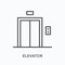 Elevator flat line icon. Vector outline illustration of doorway. Black thin linear pictogram for building passenger lift