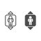 Elevator line and glyph icon. Passenger lift, human and up and down arrows symbol, outline style pictogram on white