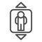 Elevator line icon. Passenger lift, human and up and down arrows symbol, outline style pictogram on white background