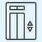 Elevator line icon. Passenger lift with up and down arrow signs. Horeca vector design concept, outline style pictogram