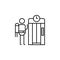 Elevator, Traveler icon. Element of people in travel line icon. Thin line icon for website design and development, app development