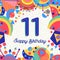 Eleven 11 year birthday party greeting card number