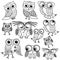 Eleven cartoon funny owl outlines